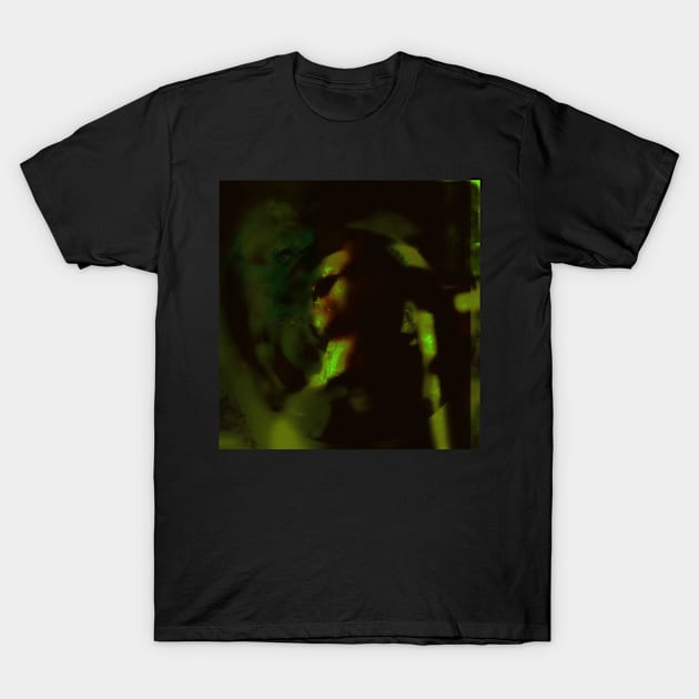 Portrait, digital collage and special processing. Man looking somewhere. He's strong. Green and red. T-Shirt by 234TeeUser234